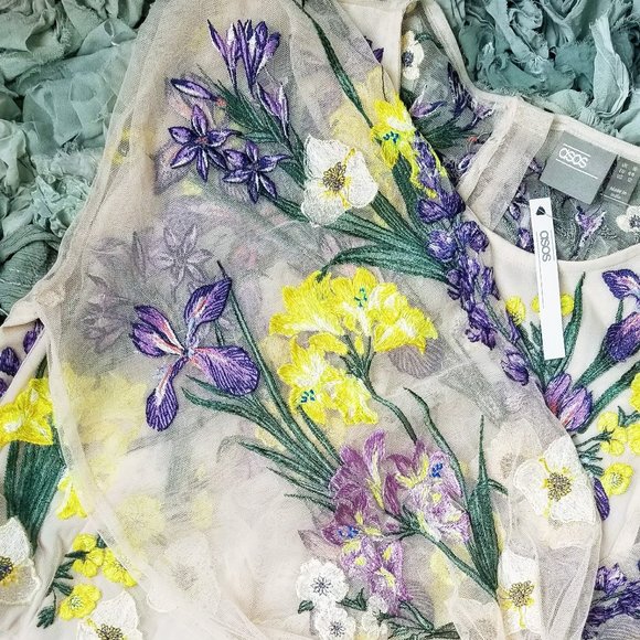 ASOS Blouson Sleeve Floral Dress 12 - Picture 4 of 16